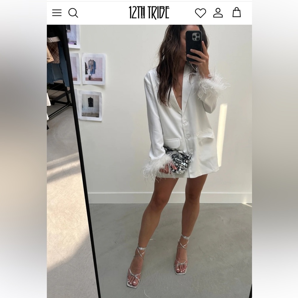 12th Tribe Tease Me White Feather Blazer - Worn ONCE
